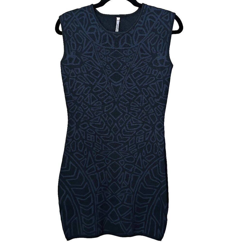 Sweewe Paris form fitting minidress, in Black + Blue, size M/L
